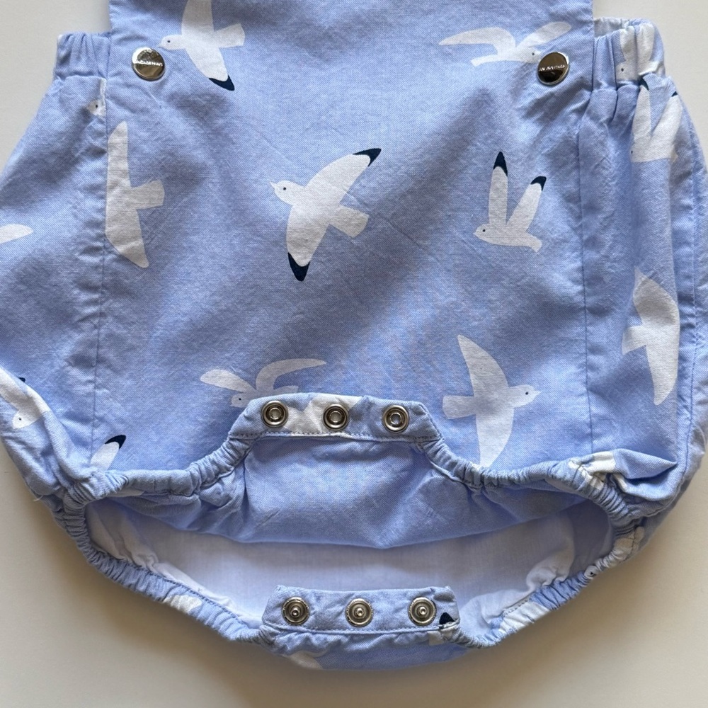 Jacadi Boys Light Blue Seagull Print Bubble Romper - Size 3M - Picture 5 of 16